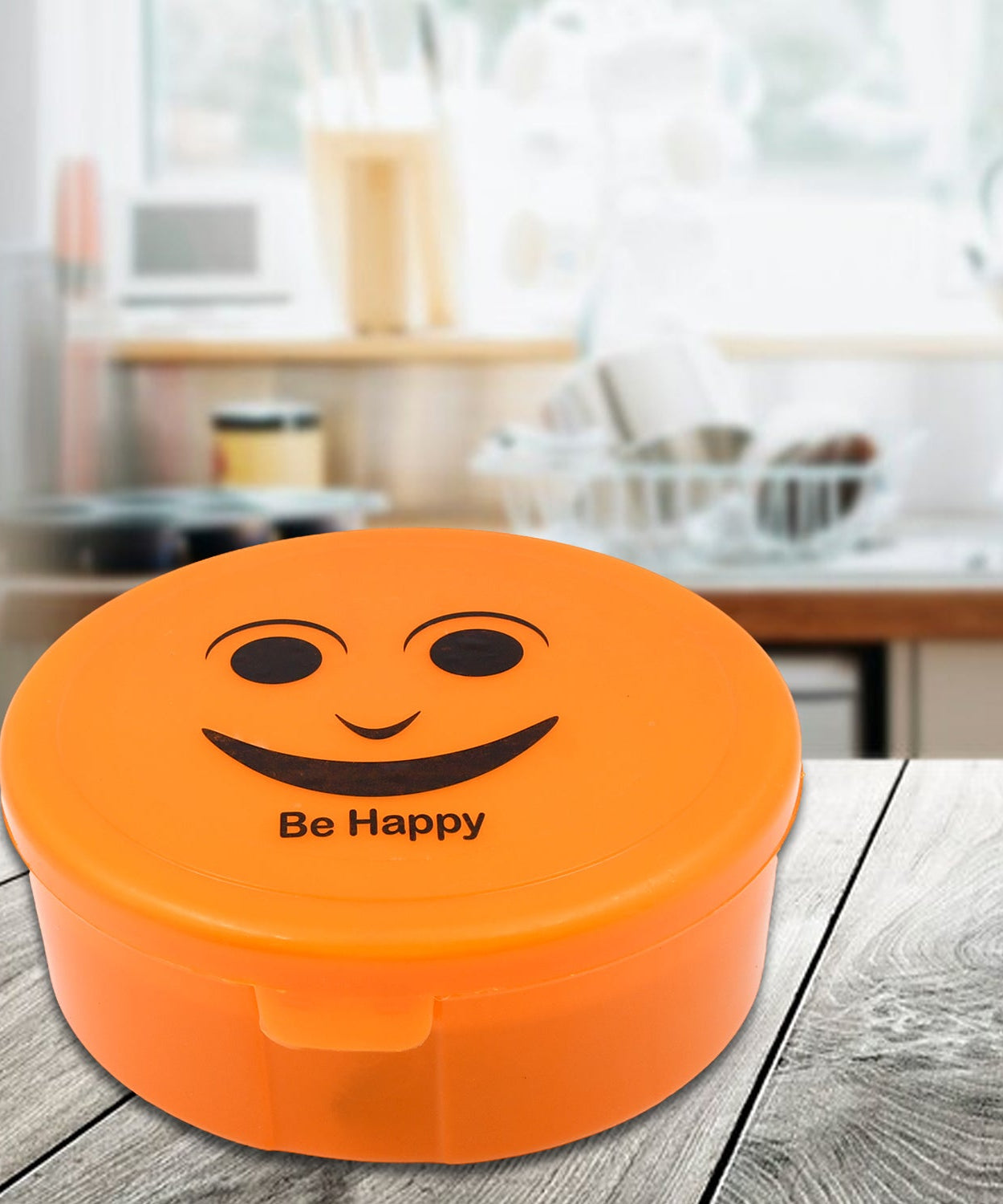 Smily Plastic lunch box, Small Box With 2in1 Spoon pack of 1