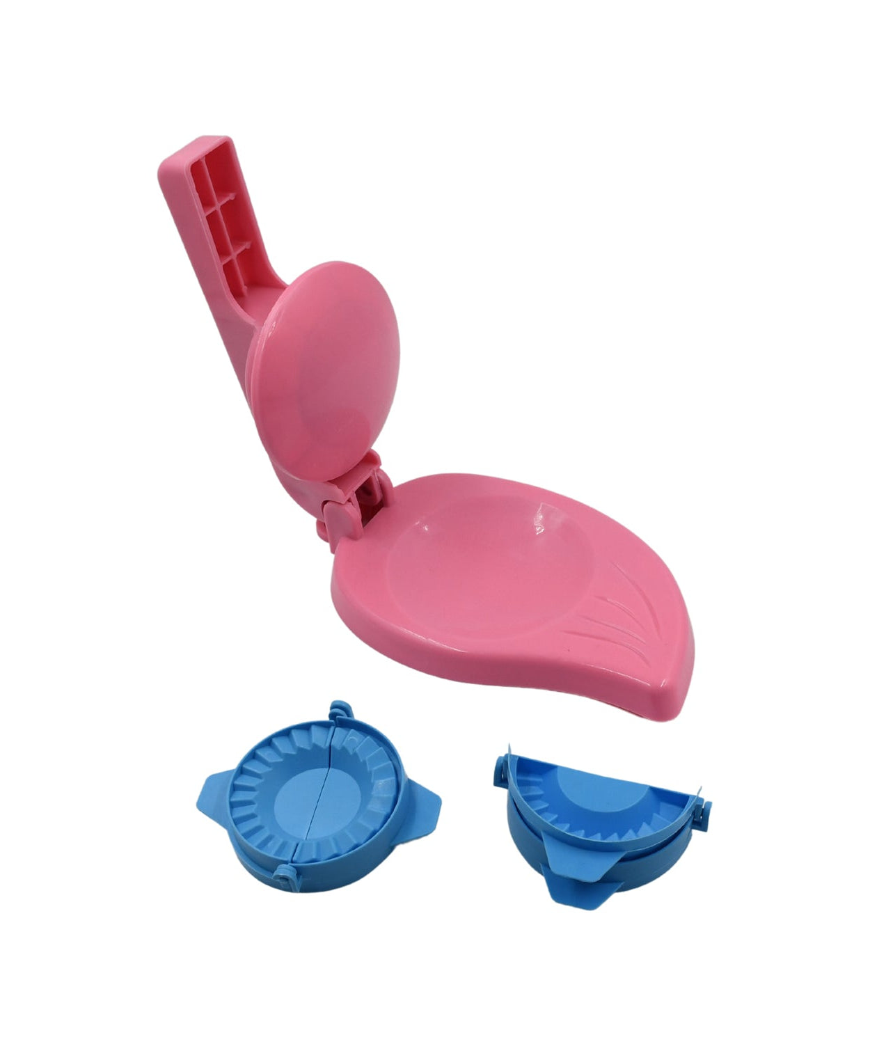 High-quality dough and puri press set, 3 pieces, perfect for making gujiya and other pastries.