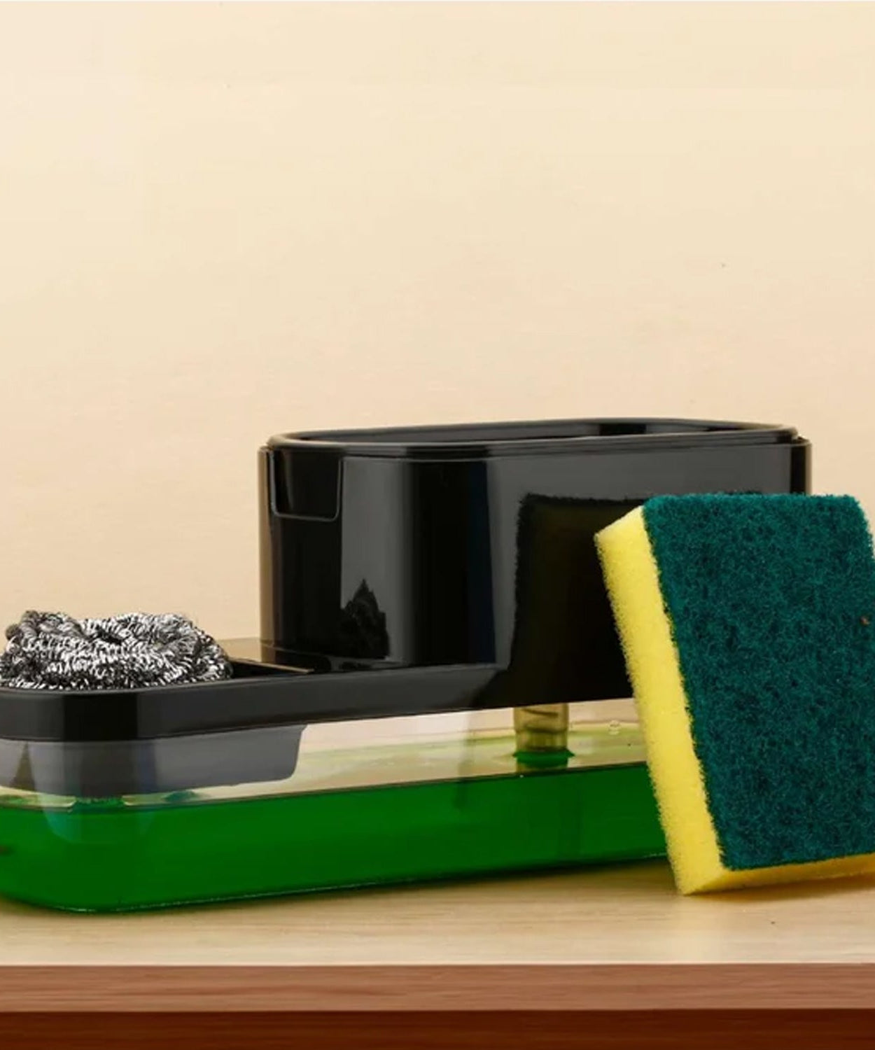 2 in 1 Plastic Dish Soap Liquid Dispenser Sponge Holder ,Sabudani  (1 Set)