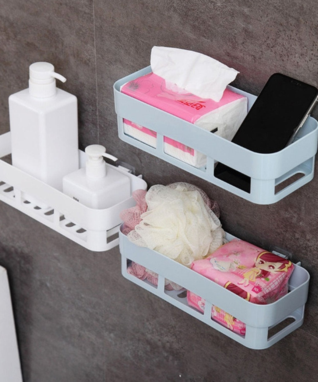 Shower corner shelf with suction cup, ABS plastic