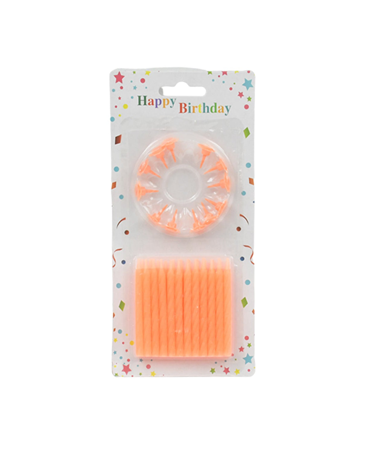 Pack of 24 candles for birthday parties.