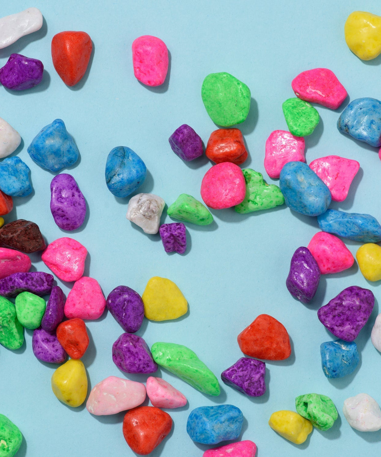 Colorful pebbles for decorative purposes in gardens