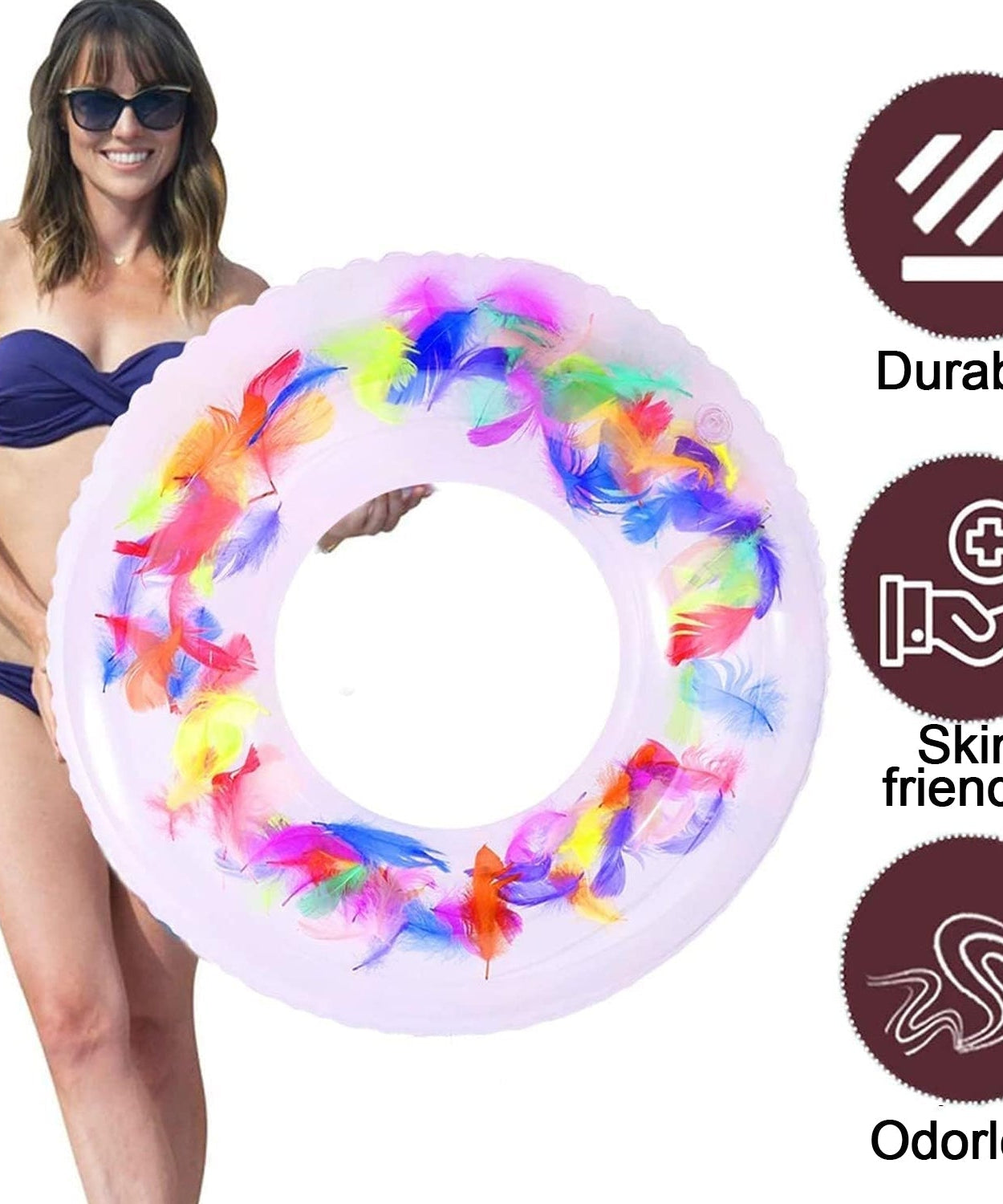 Swim Ring, For children, Conveniently Portable, Feathers, Swimming Ring, For Water Play, For Beaches, Swimming, Summer Vacation (1 Pc)