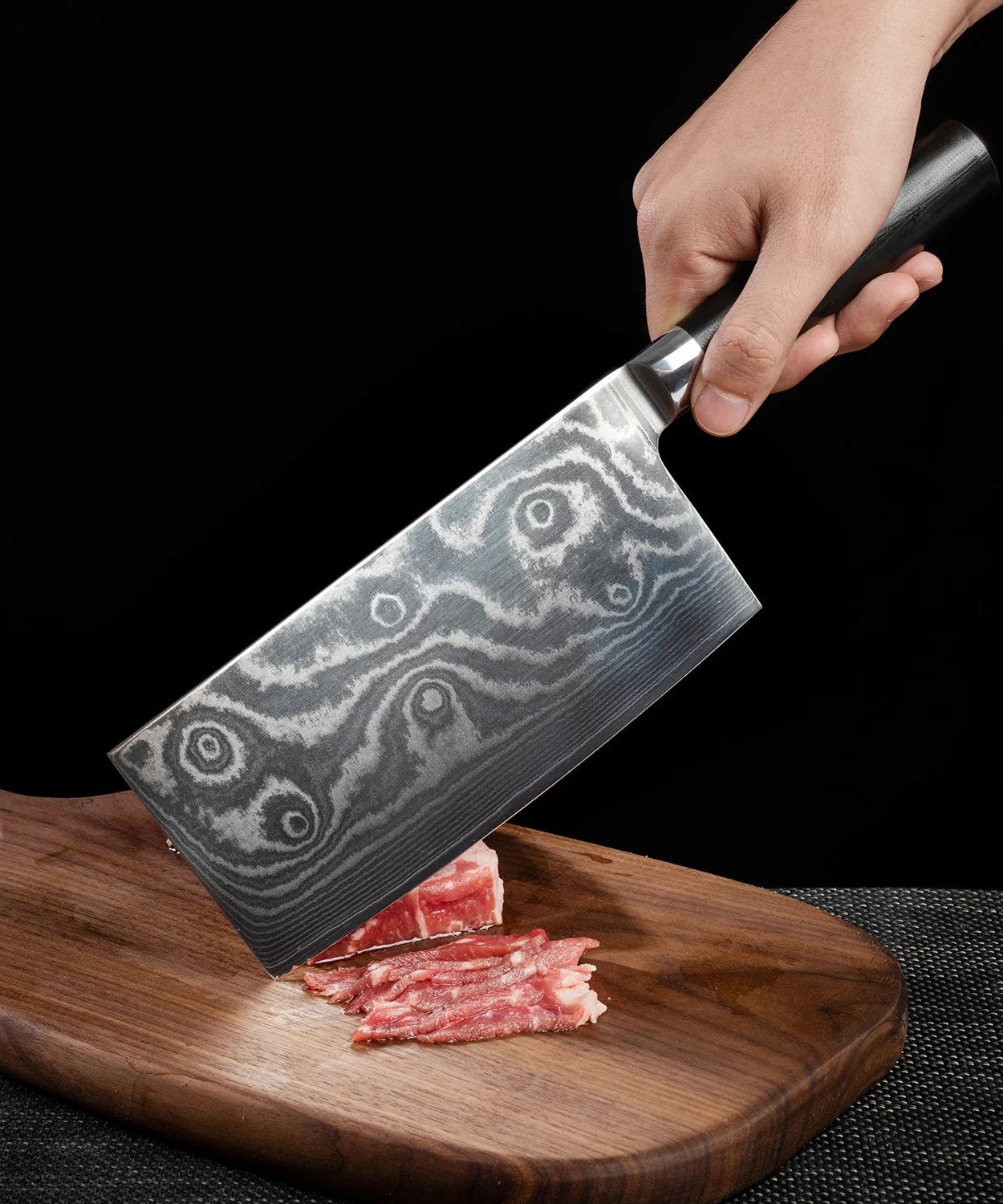 Stainless Steel Chef Damascus Cleaver Vegetable Knife with Plastic Handle & Cover, Multipurpose Use for Kitchen or Restaurant (12 Inch)