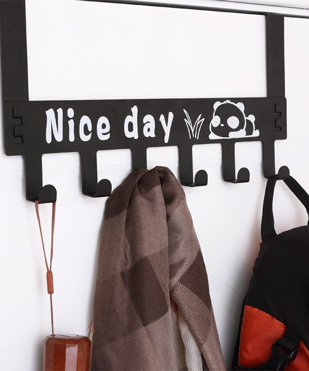 Heavy-Duty Carbon Steel Over Door Hook Rack for Towels & Coats (1 Pc, 6 Hooks)