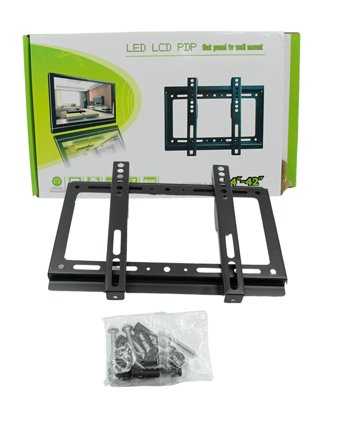 TV Wall Bracket Mount Slim Monitor Stand for 14 x 42, LCD LED 3D plasma Flat TVs Full Motion Heavy-Duty Wall Bracket, Sturdy and Strong Flat Screen Design TV Wall Mount (29cmx19cm)