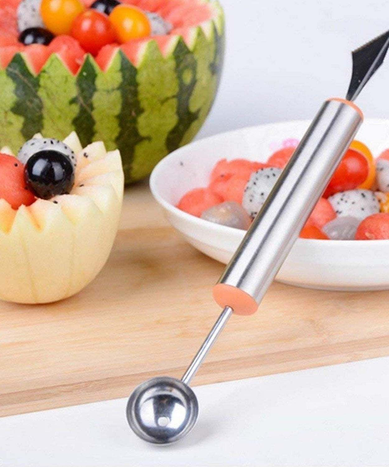 Melon baller with knife