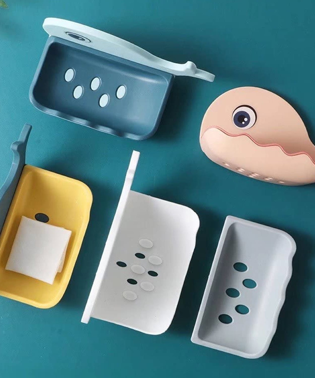 Fish shape soap rack for bathroom or kitchen.