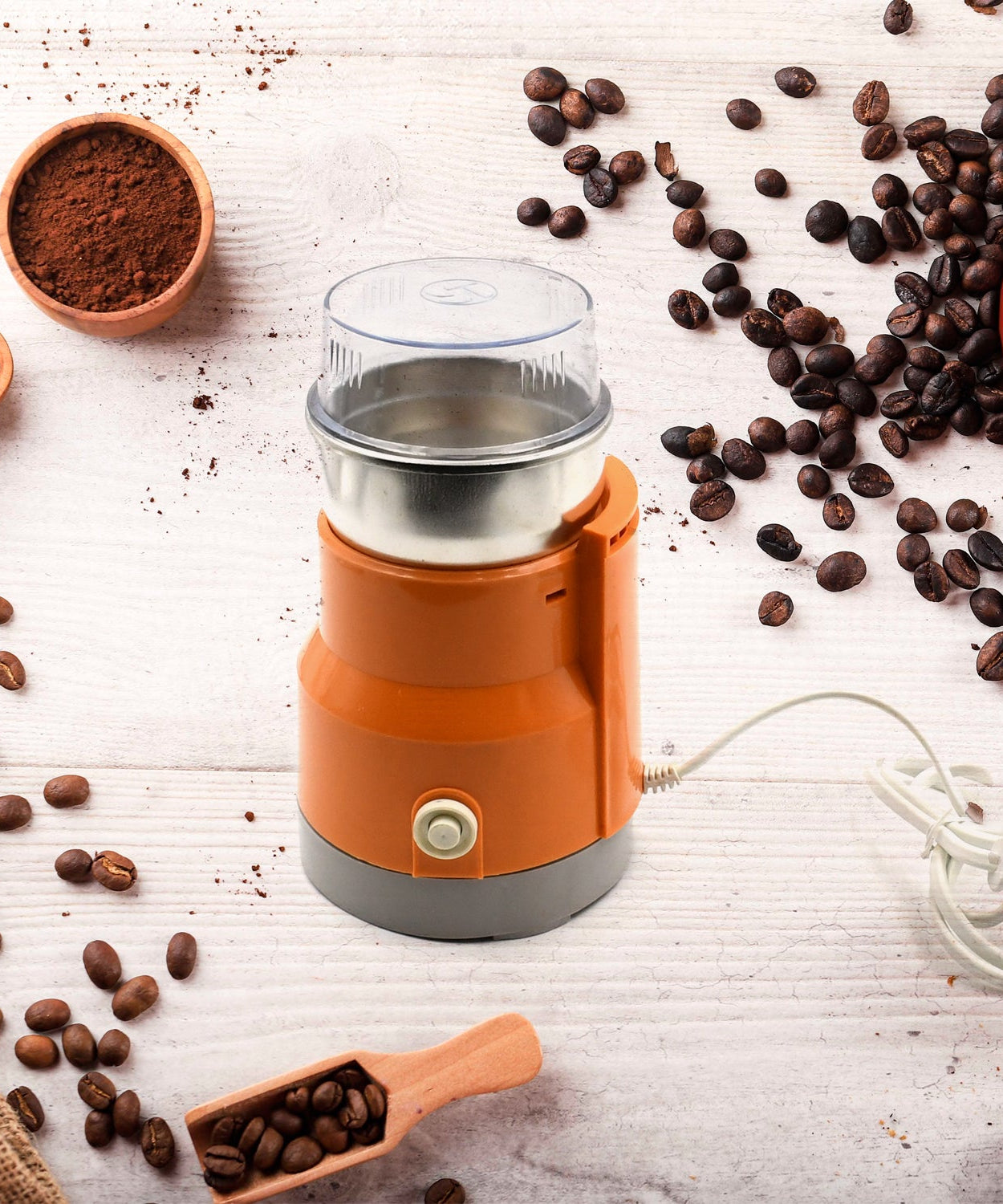 Portable food grinder for spices and coffee beans