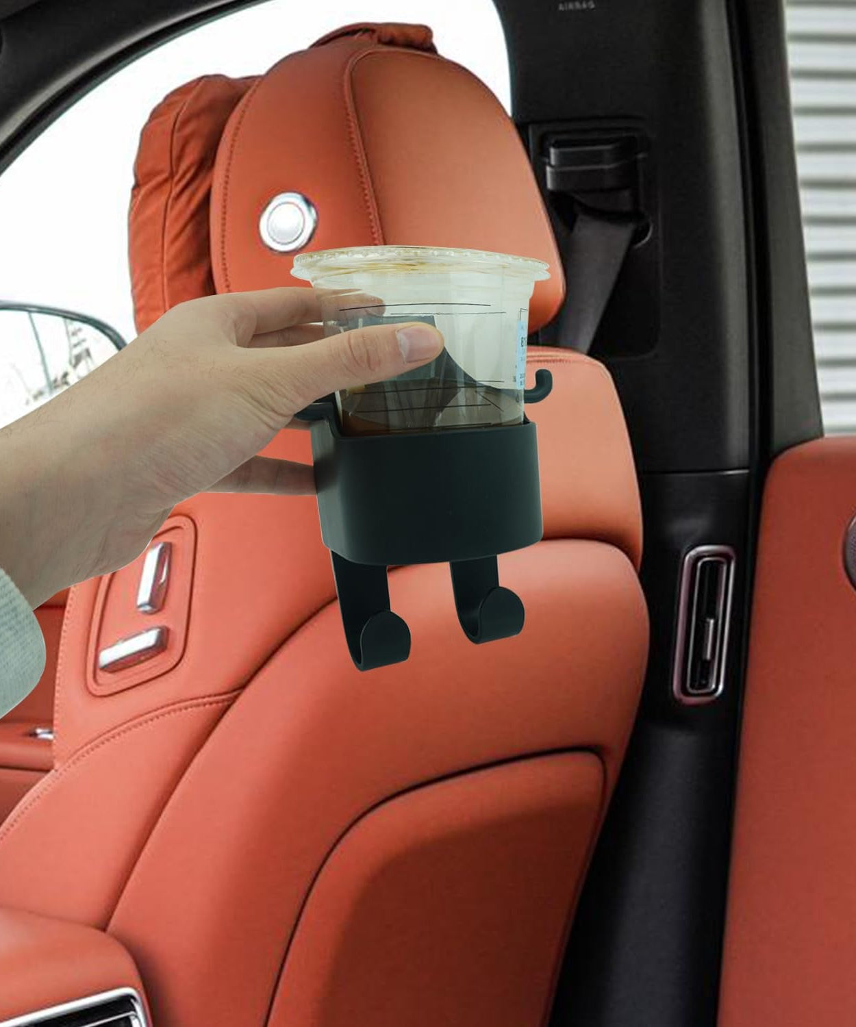 Car Headrest Backseat Organizer, 3 in 1 Automotive Cell Phone Drink cupholder Adapter with Headrest Hooks for Kids and Adults, Multifunctional Storage for Car Travel Accessories