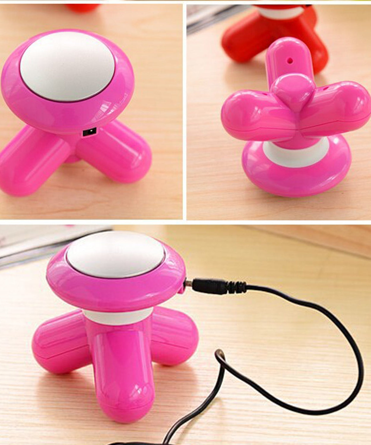 USB-powered massager for muscle relaxation and pain relief.