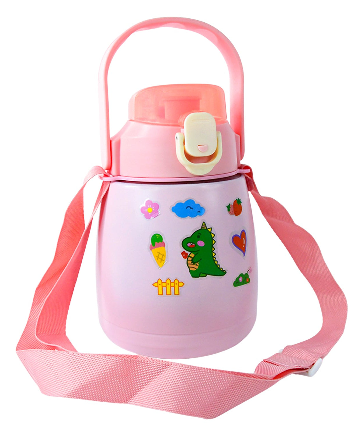 Stainless Steel Vacuum Insulated Water Bottle with Handle & Sticker (700 ML)