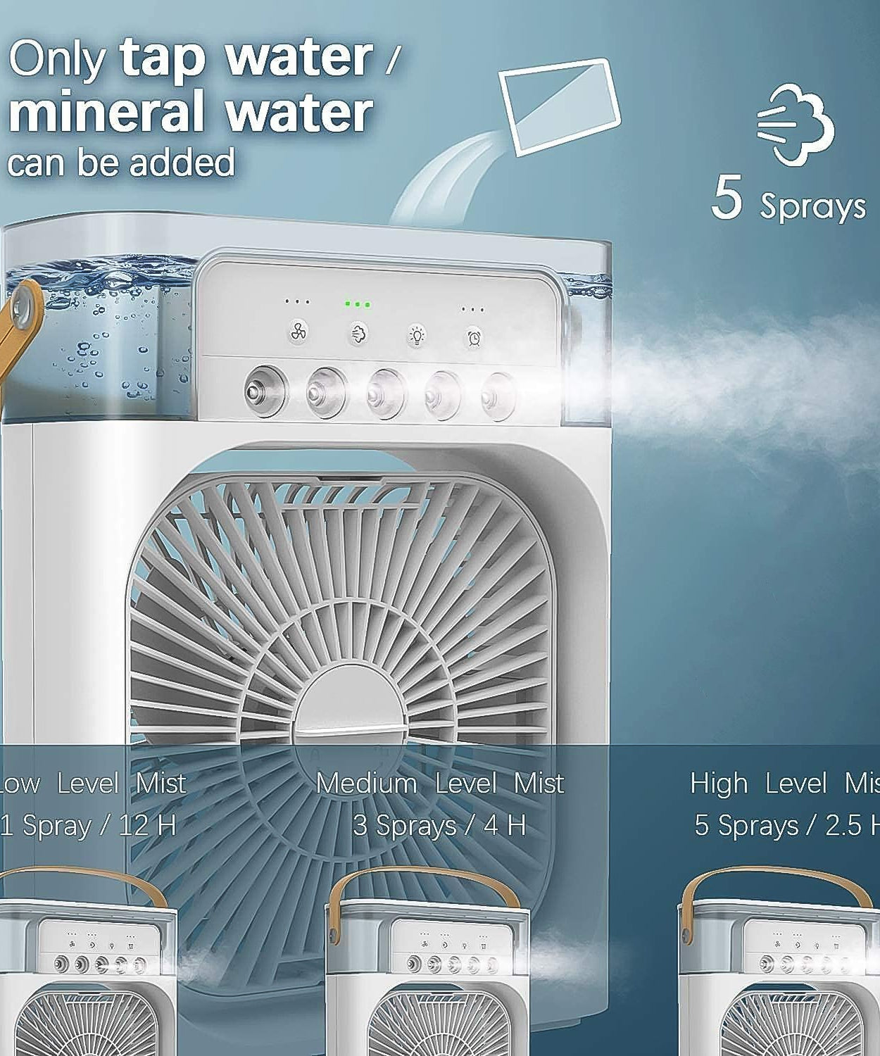 Portable Air Cooler Fan with 7-Color Light – Personal AC Fan