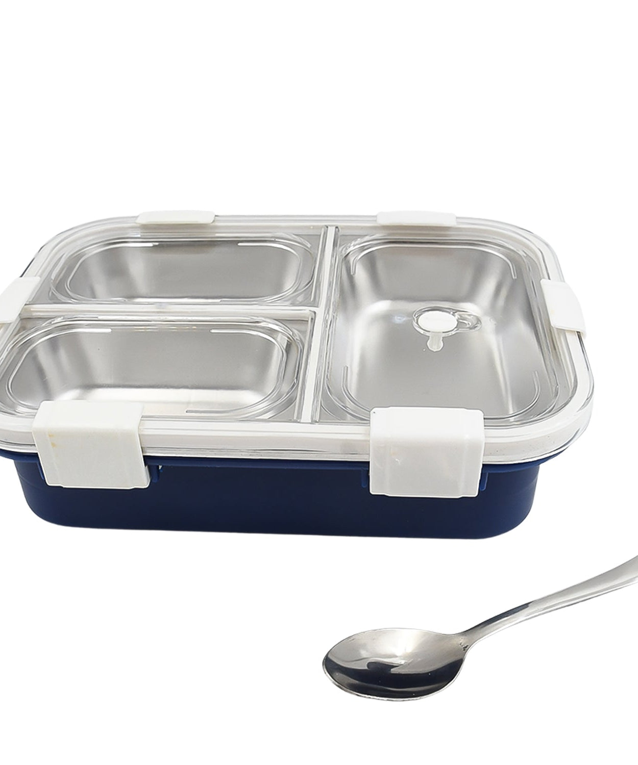 3 Compartment Transparent Stainless Steel Lunch Box for Kids, Tiffin Box, Lunch Box, Lunch Box for Kids, Insulated Lunch Box, Lunch Box for Office Women and Men, Stainless Steel Tiffin Box for Boys, Girls, School Office (Multi Color)