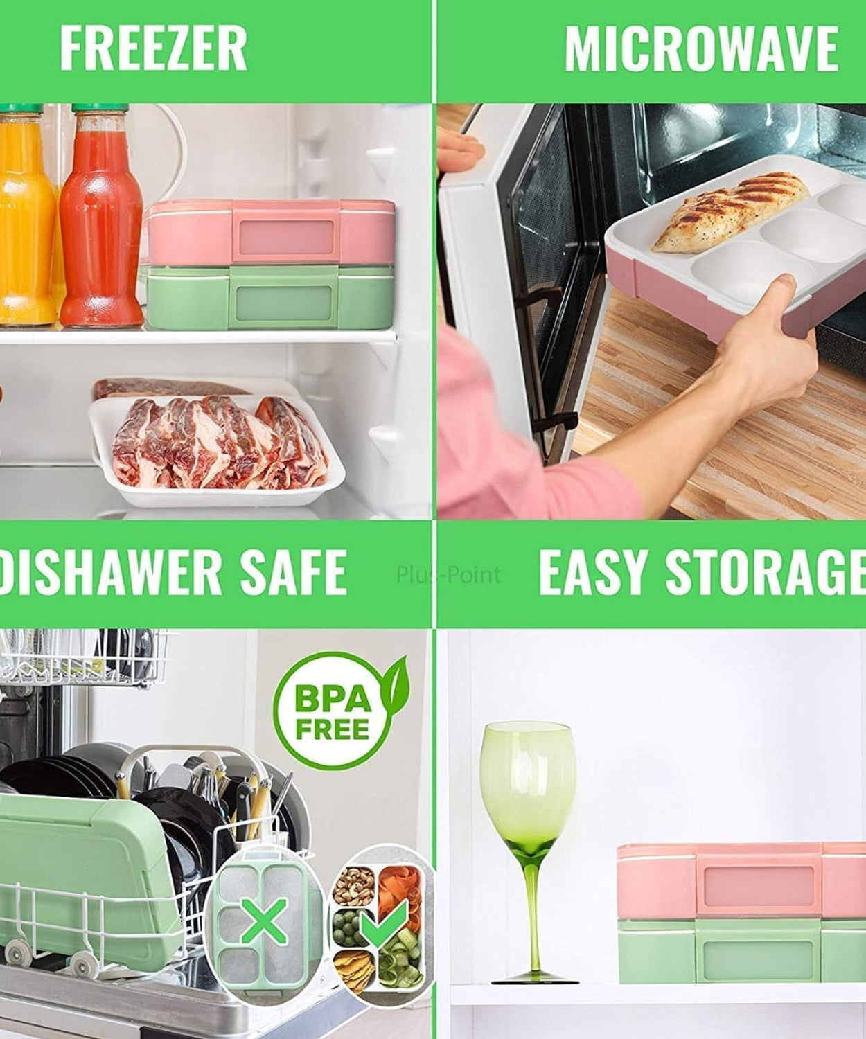 Compact 4-compartment lunch box