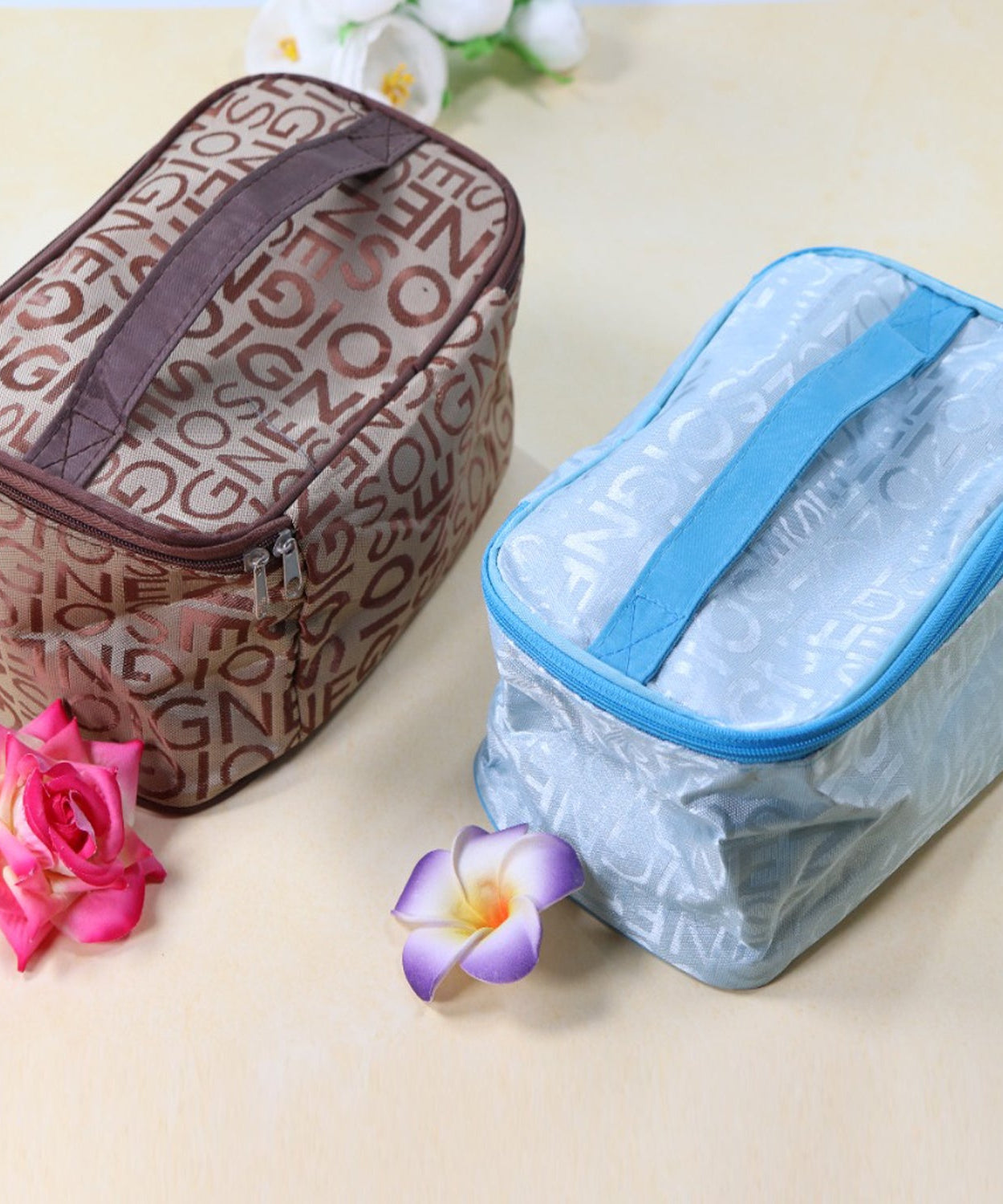 Travel makeup bag with ample space for cosmetics