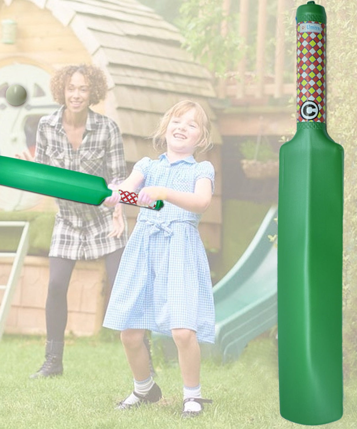 Kids playing cricket with plastic bat and ball set