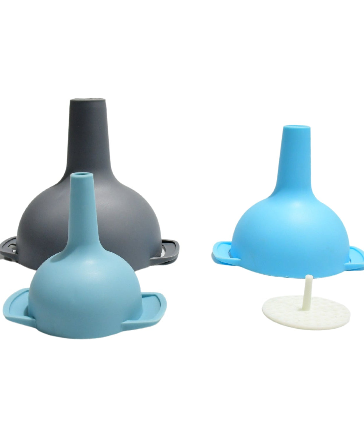 3 in 1 Kitchen Funnel Set of 3, Funnel for Filling Bottle, Small Canning Funnel with Handle, Food Grade Plastic Funnel with Detachable Strainer Filter for Liquid, Dry Ingredients, and Powder