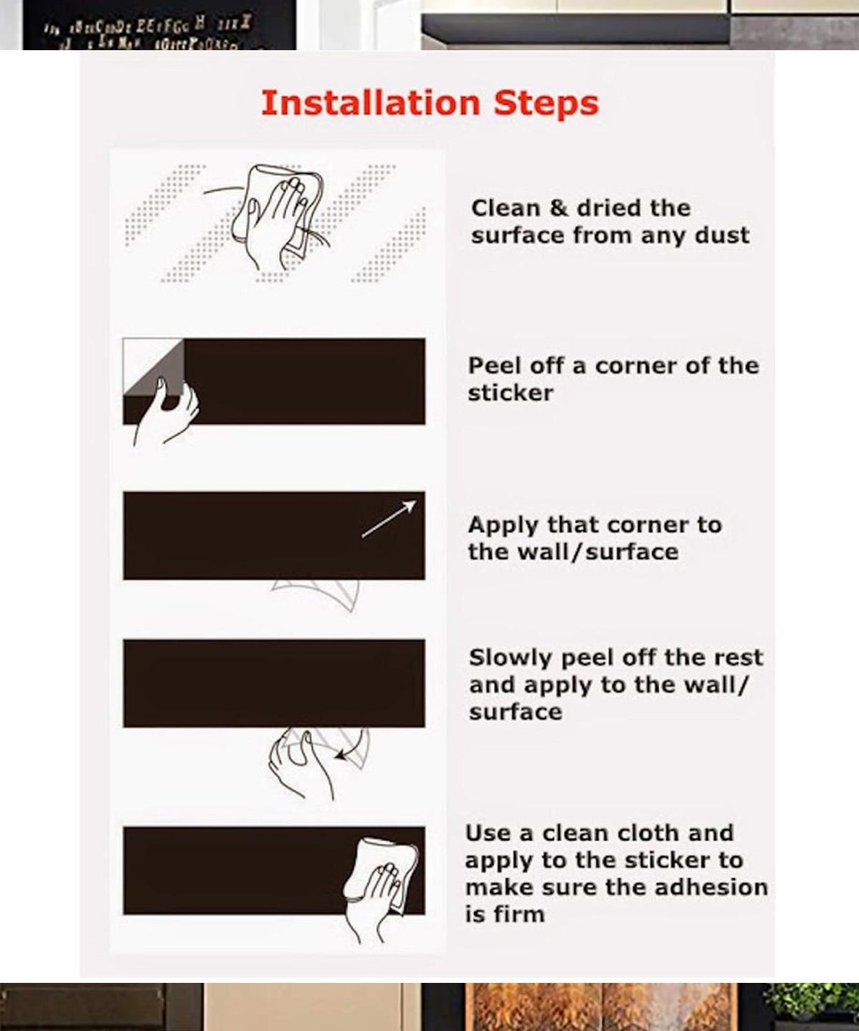 Blackboard sticker application close-up