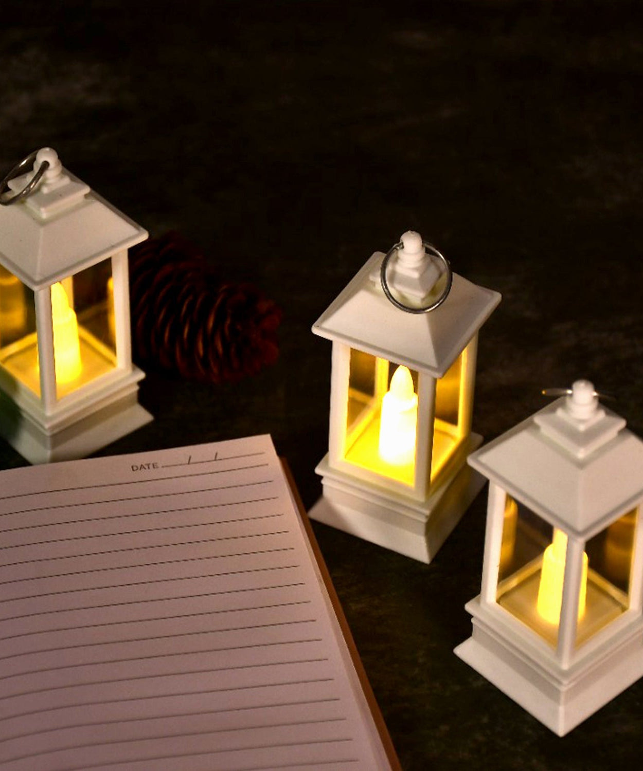 Classic lantern with artificial candle light.