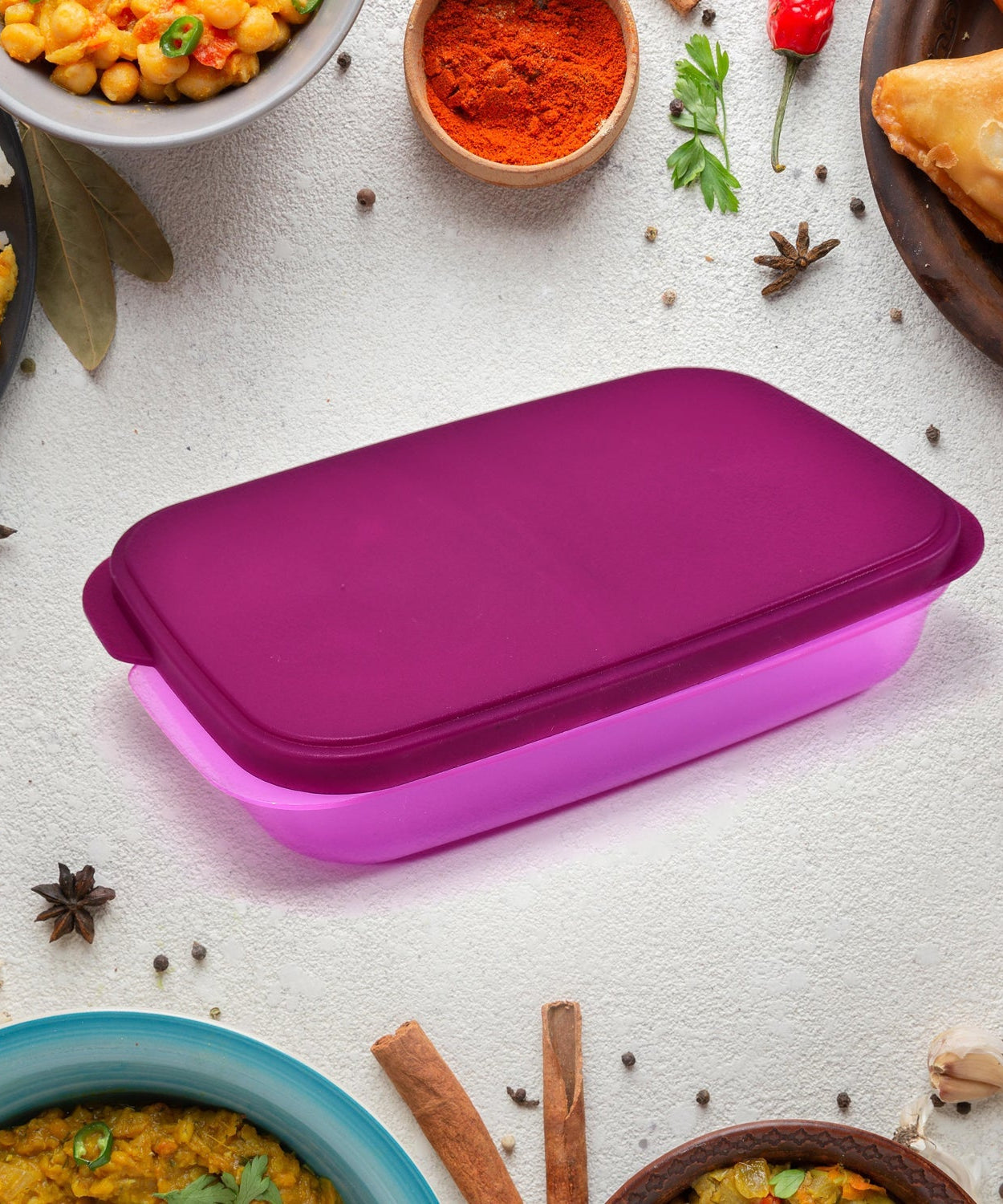 Unbreakable plastic lunch box with leak-proof design.
