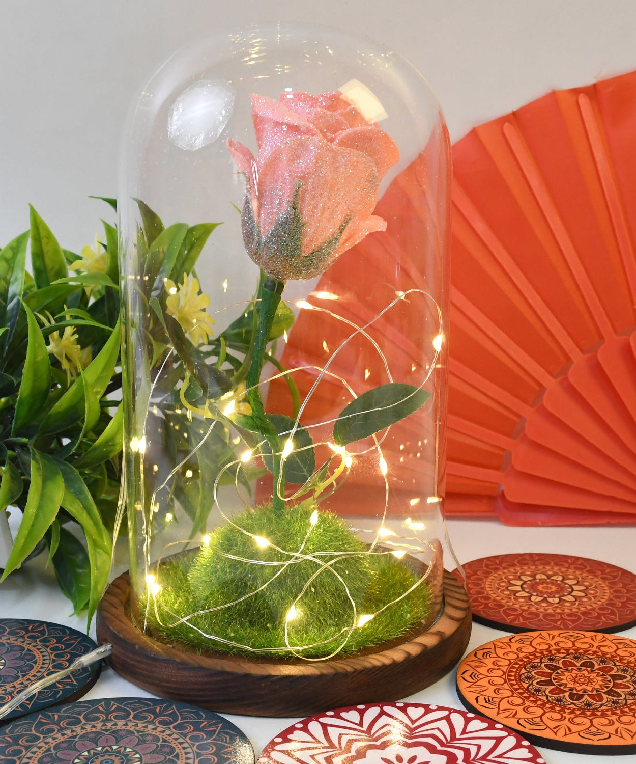 Glass Flower with Led Light Great Gift (1 Set)