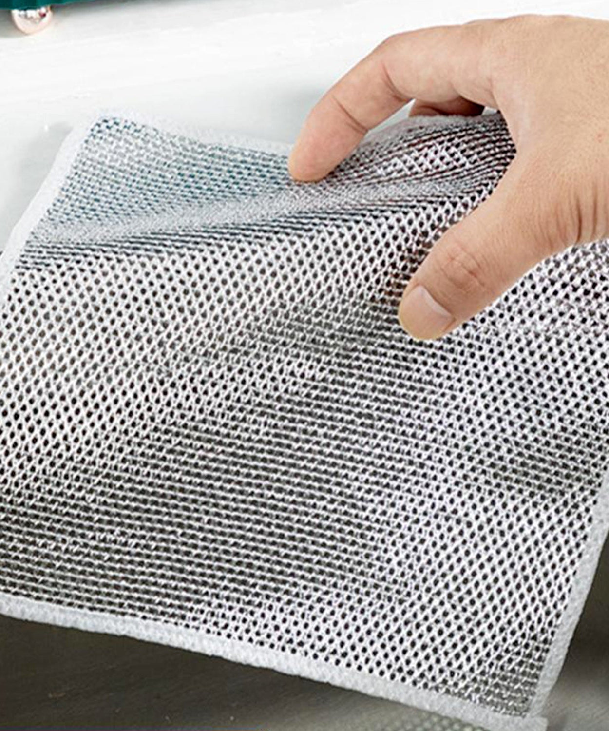 Double-Sided Microfiber Cloth & Stainless Steel Scrubber – Non-Scratch Wire (1 Pc, 20x20 cm)