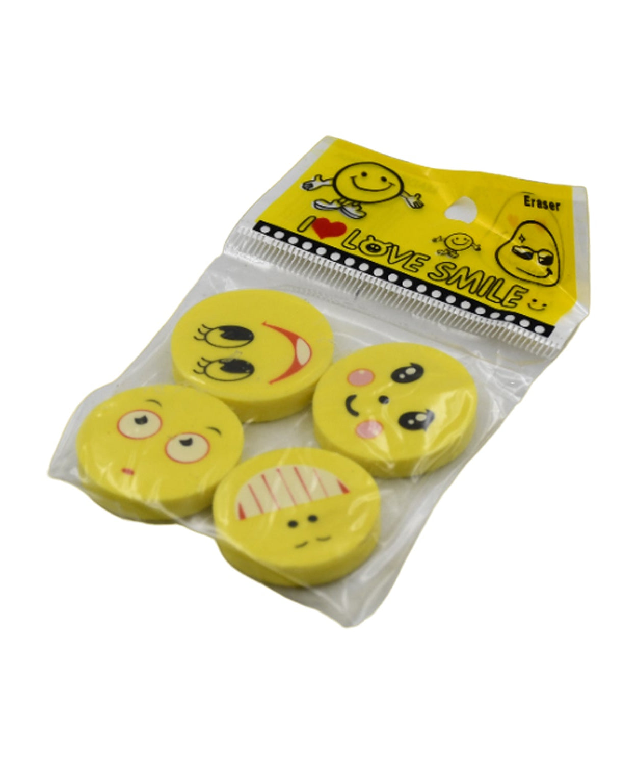 Cute Smile Emoji Eraser Set – Perfect for Kids (4pc Set)