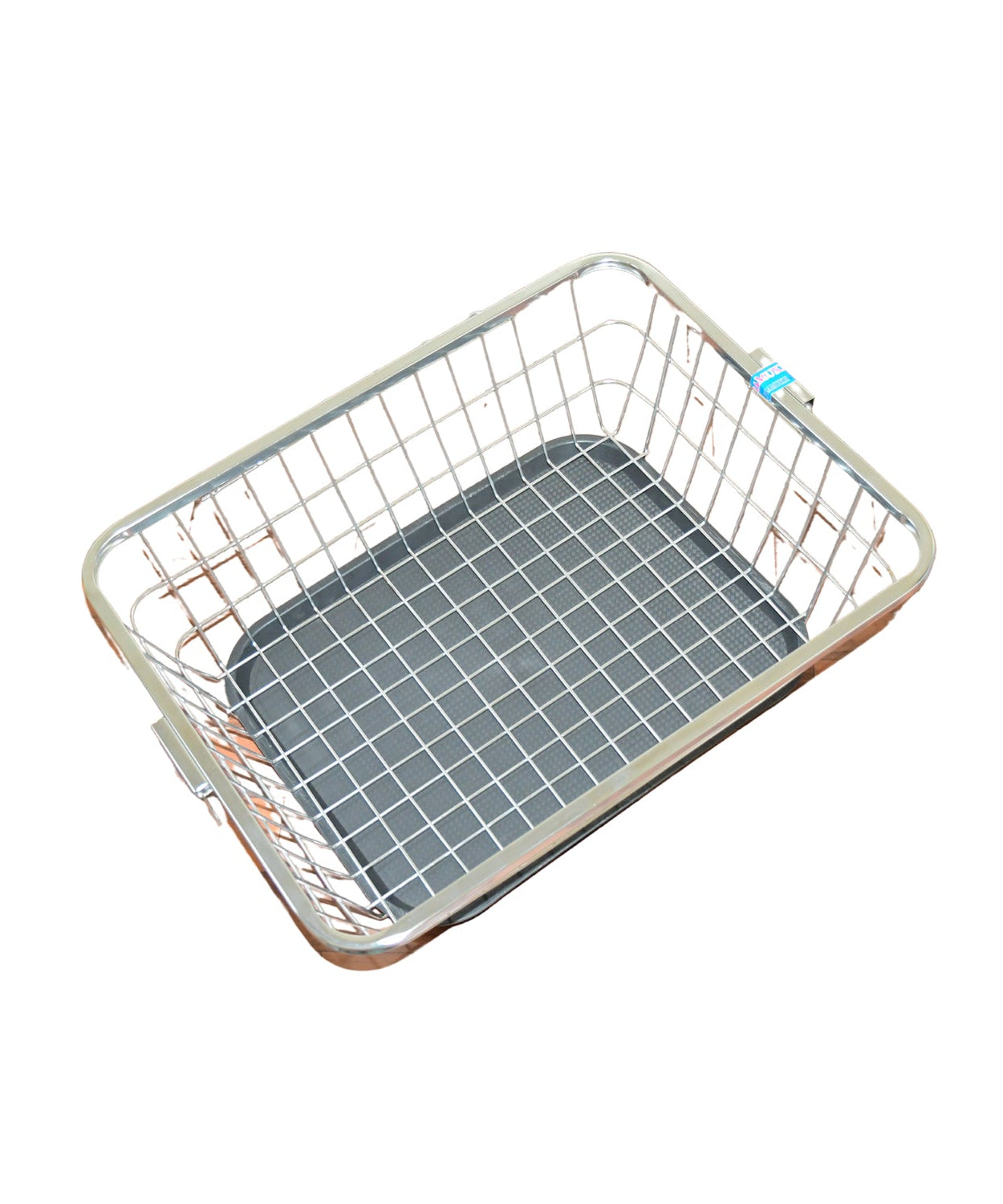 Kitchen dish rack with drip tray and utensil stand for efficient drying