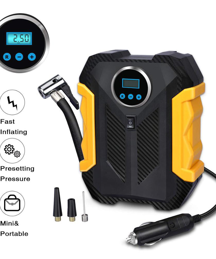 Electric tyre pump for cars and bikes, lightweight and efficient.