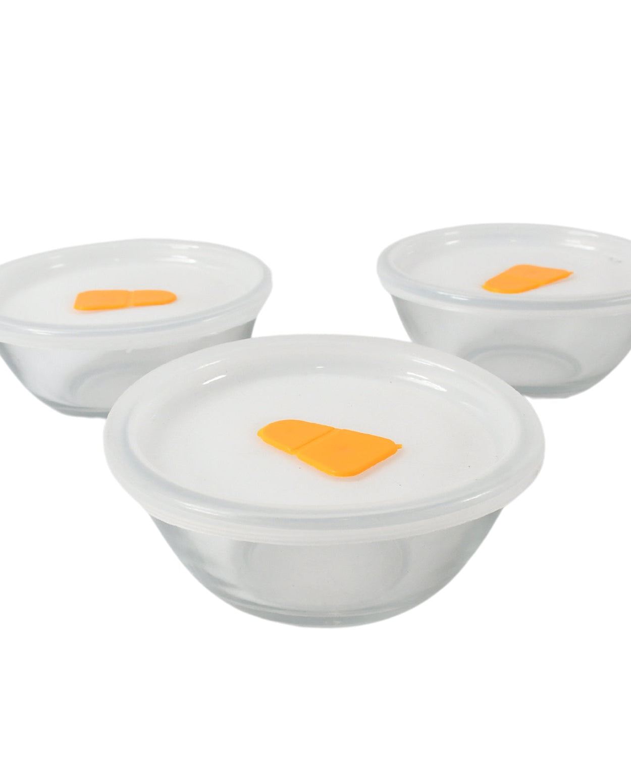 Bista Glass Serving & Mixing Bowls with Plastic Lid | Oven & Microwave Safe & Dishwasher Safe | Scratch Resistant | Transparent | For Household Gift For Birthday (3 Pcs set / 250 ML Approx)