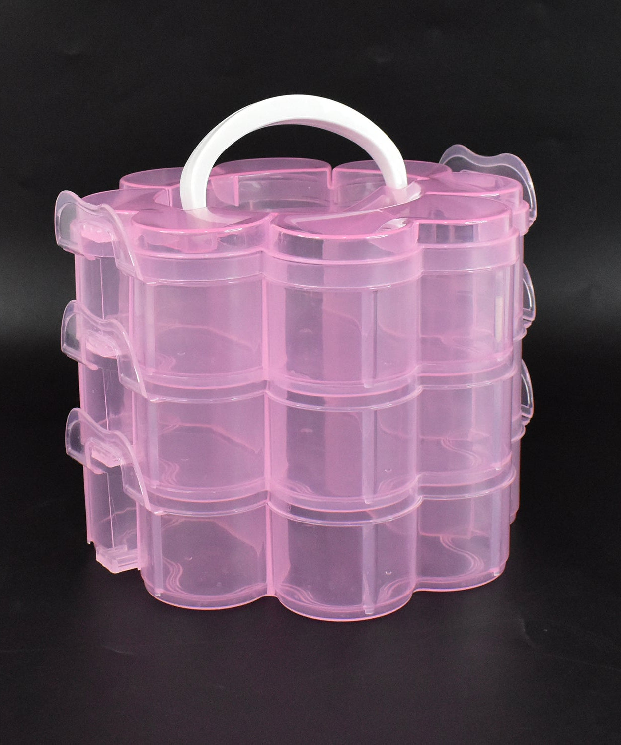 3-Layer Transparent Plastic Flower-Shaped Storage Box with 9 Grids