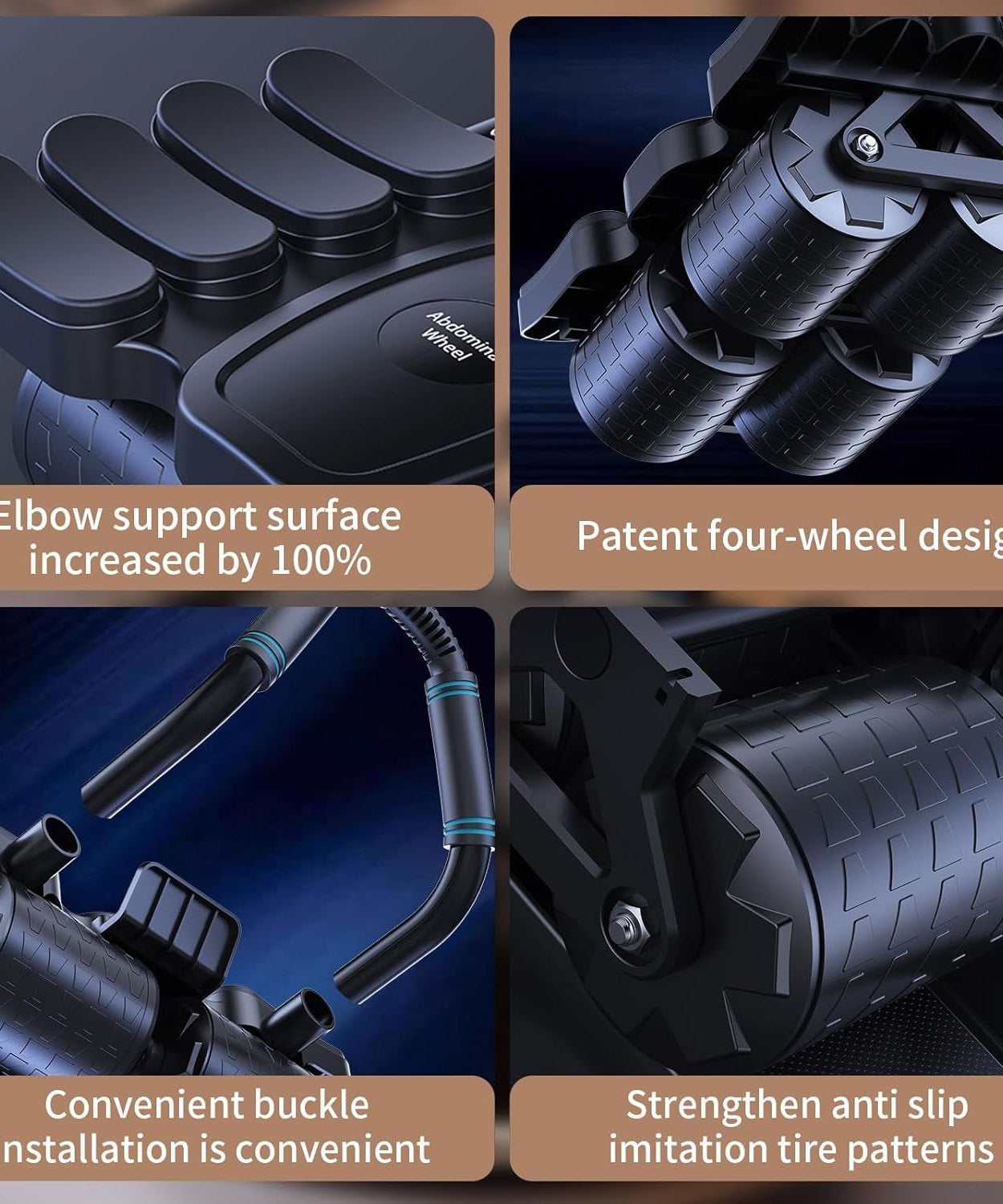 Automatic Rebound Abdominal Wheel with 8 Elbow Supports (1 Pc)