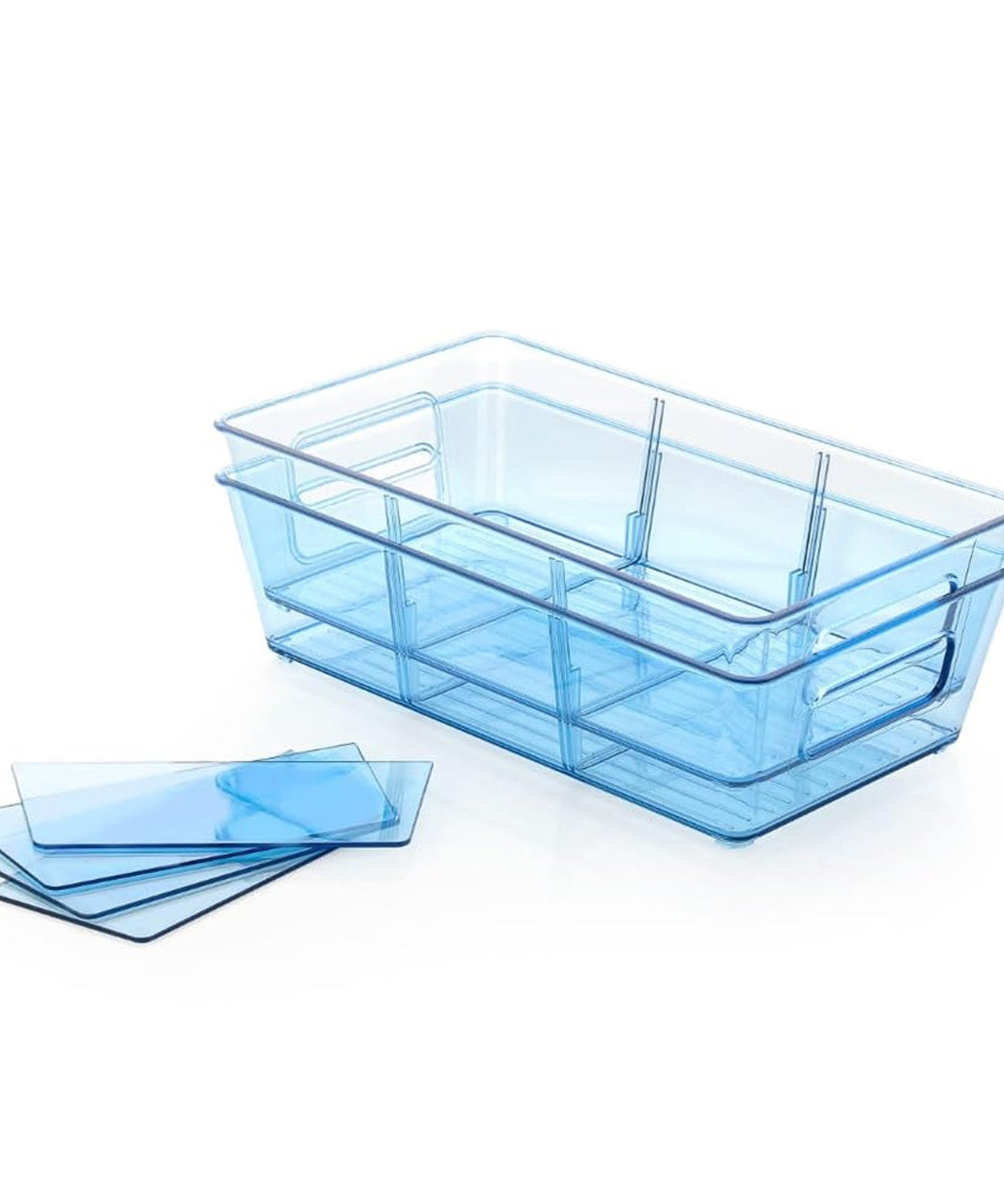 Plastic Refrigerator Organizer Bins, Set Of 2 Stackable Fridge Organizers with Handle, Clear Organizing Food Fruit Vegetables Pantry Storage Bins for Freezer kitchen Cabinet Organization and Storage (2 Pcs Set Mix Color)