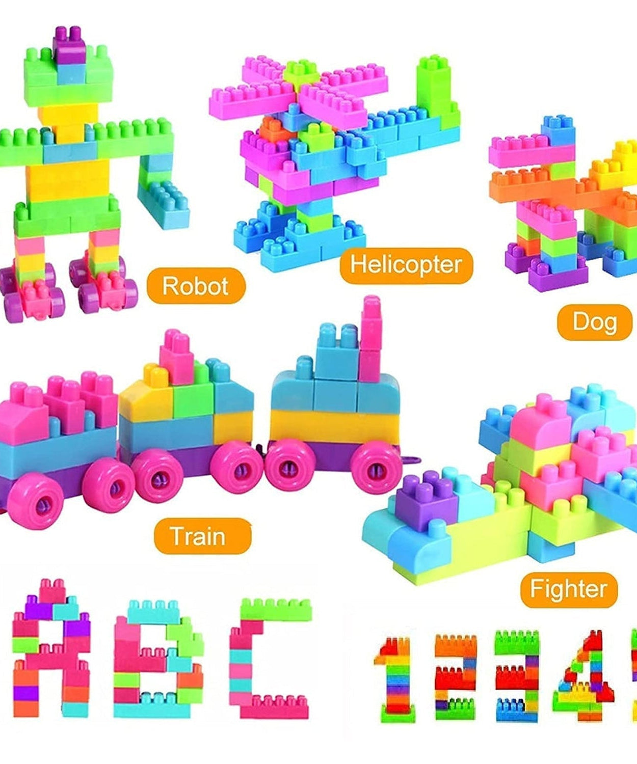 Kids' block set for fun and learning, includes 60 pieces