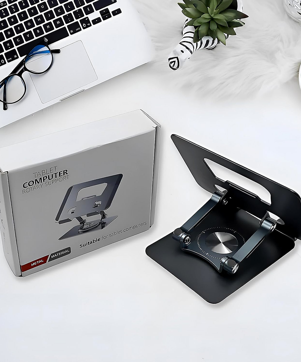 Aluminum Alloy 360°Rotating Bracket, Adjustable Laptop Stand, Portable Foldable Ergonomic Laptop Support