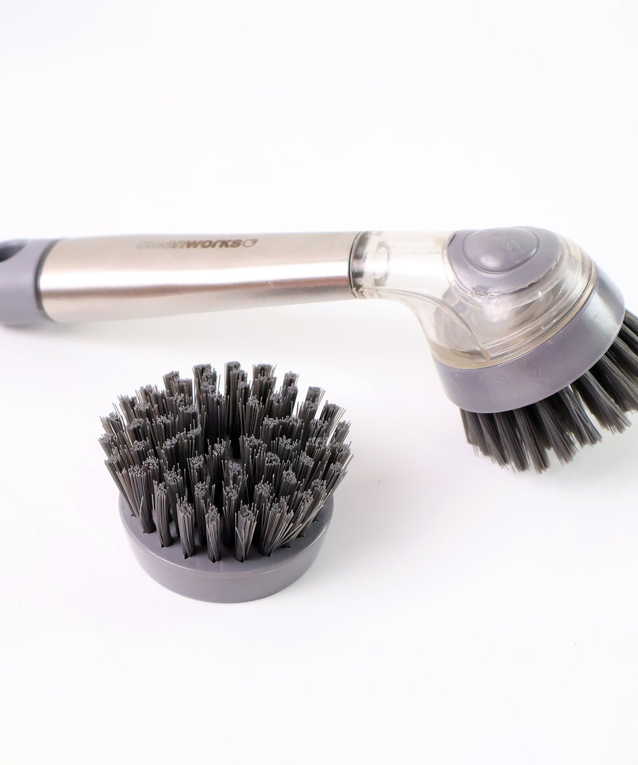 Cleaning Brushes Set, Scrub Brush Bathroom Brush, Long Handle Liquid Dispenser Pot Washing Brush