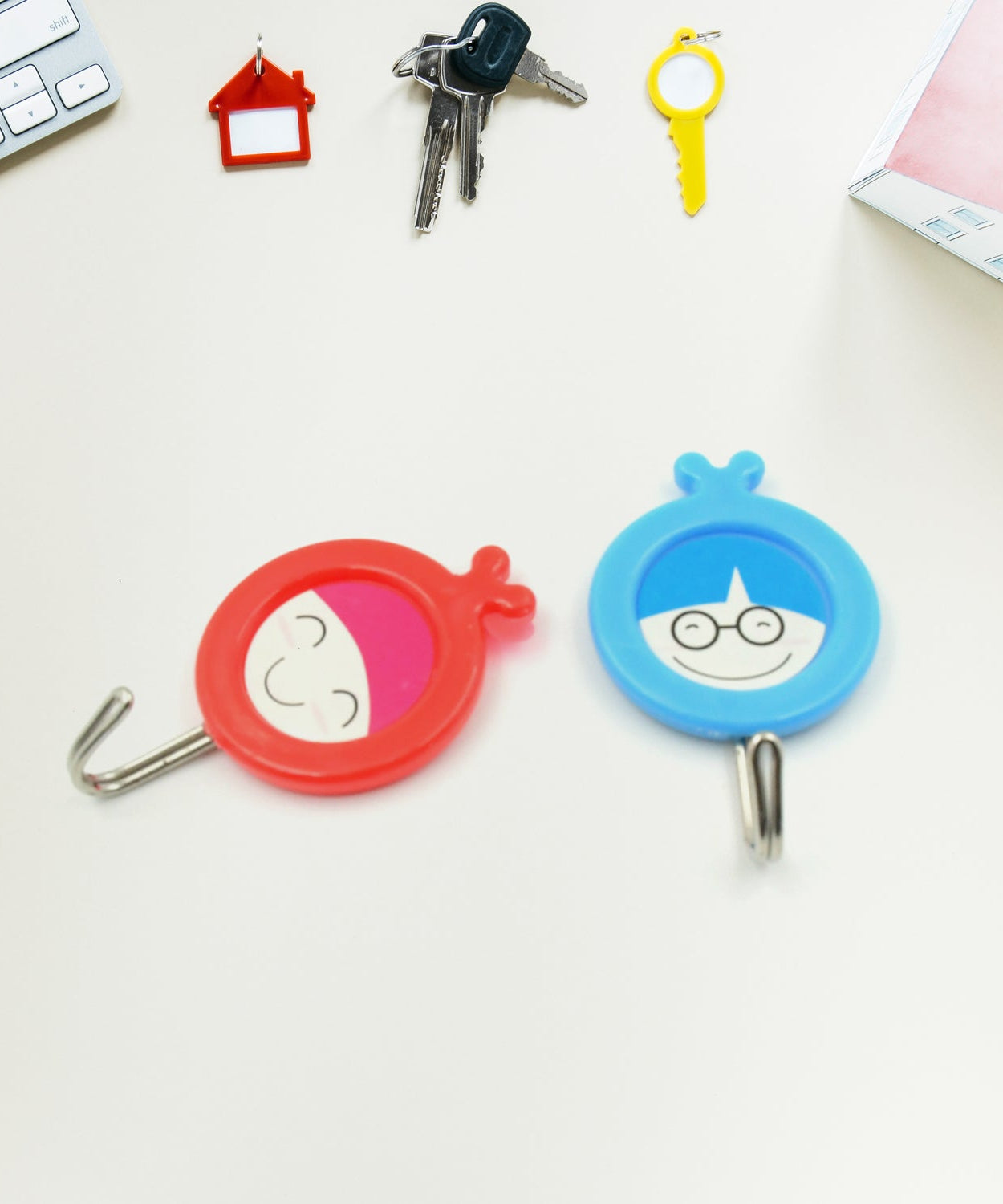 Easy-to-install self-adhesive hooks for heavy items.