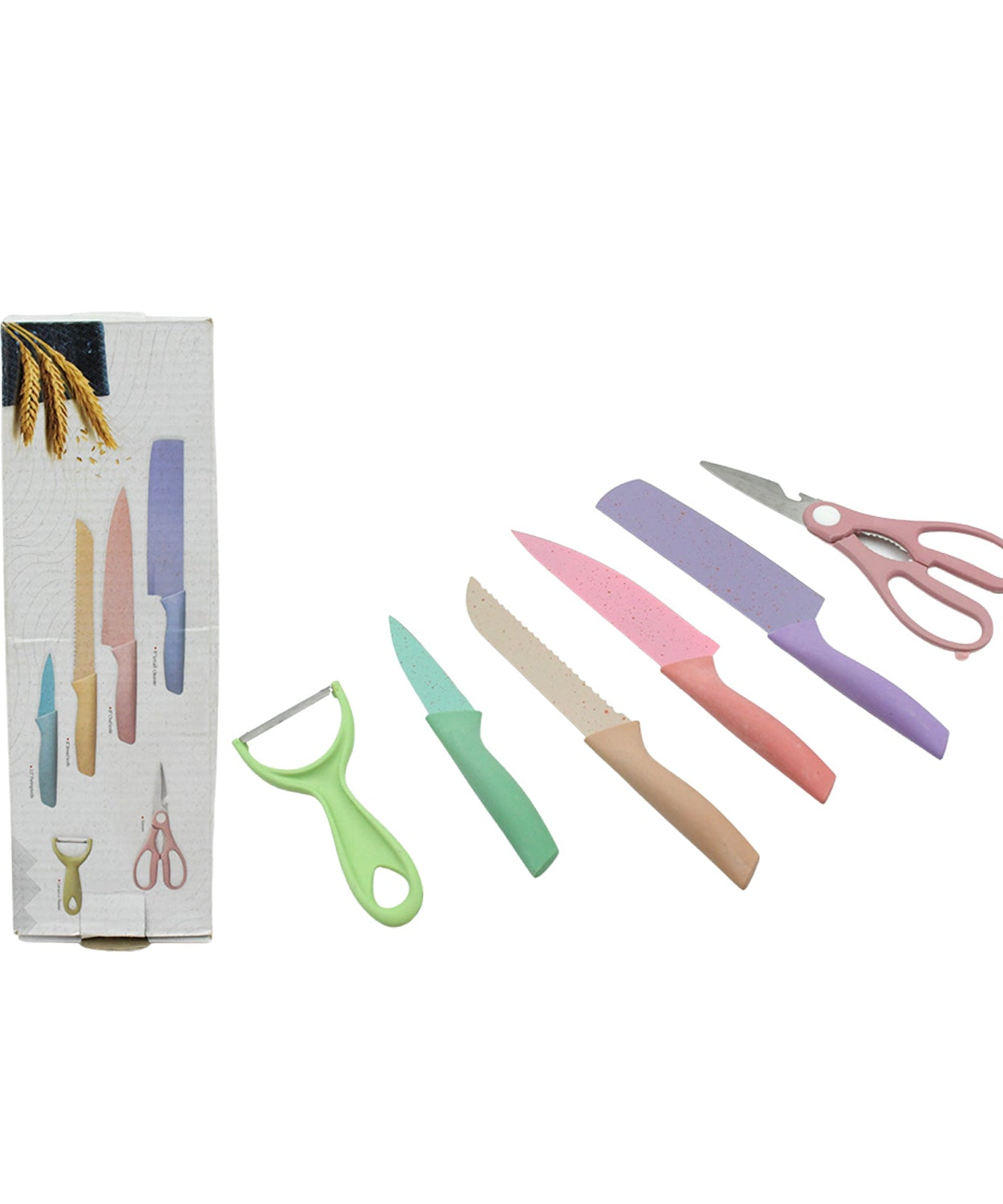 Corrugated 6Pc Kitchen Knife Set Professional Box Knife Set 6 Piece Forged Kitchen Knives with Box.