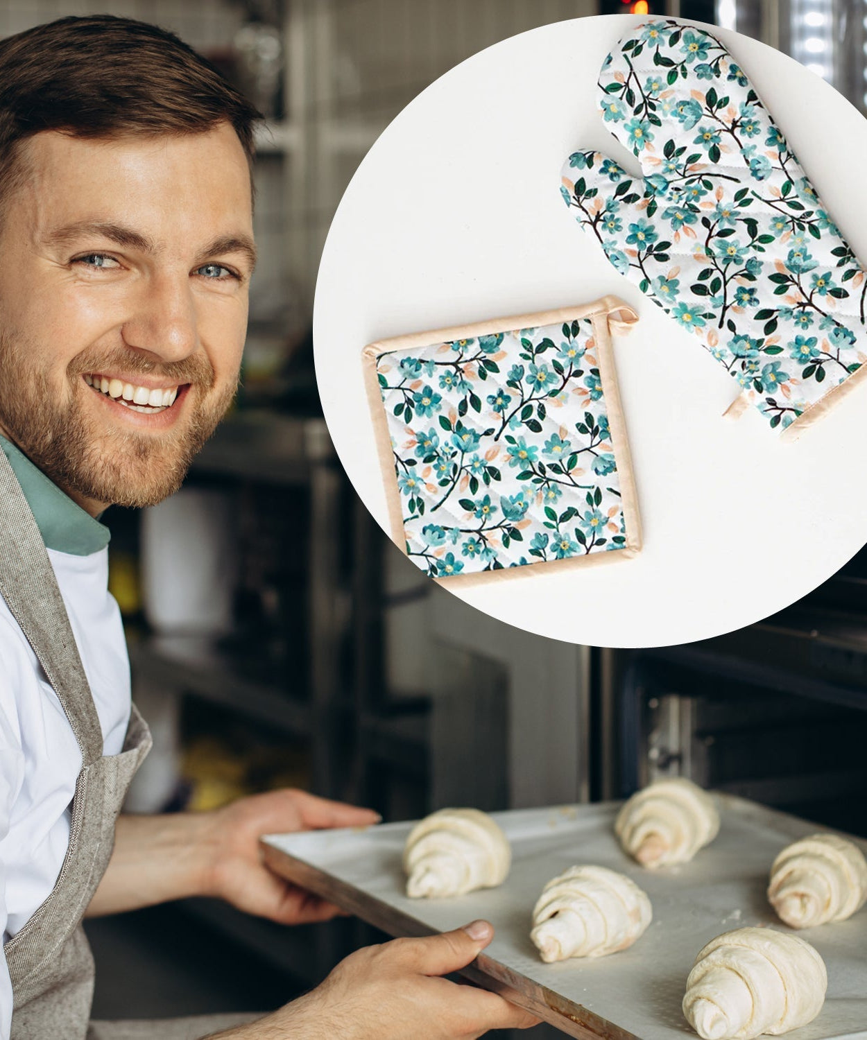 Heat-protective cotton mitts for oven use