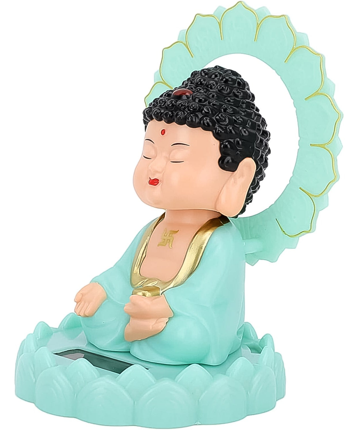 Plastic Solar Powered Moving Head Sitting Action Buddha Statue (1 Pc / Mix Color)