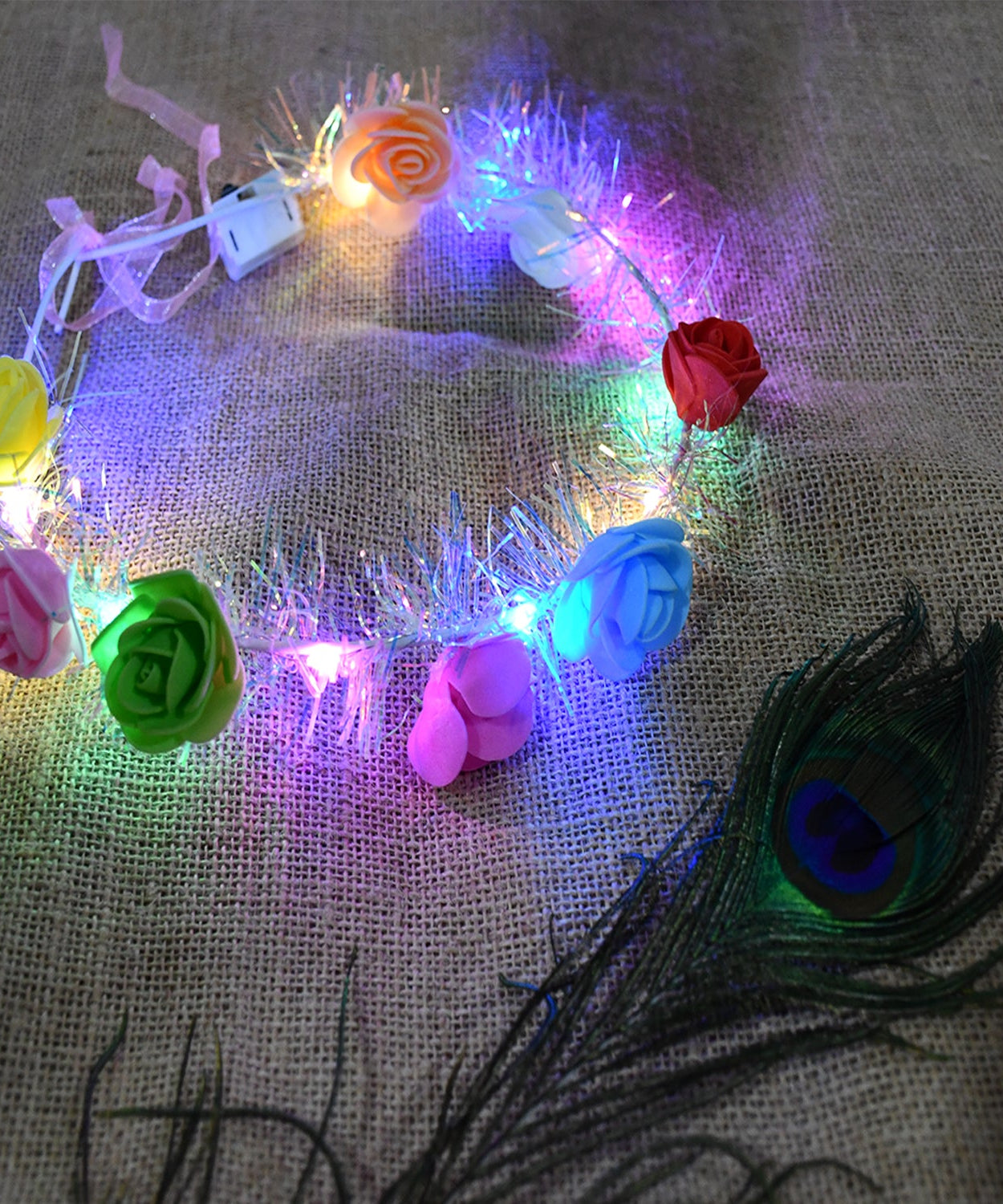 LED Flower Crown Headband – Multicolor Light-Up (1 Pc), Hair accessories
