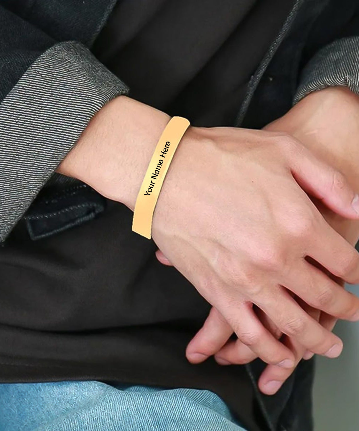 Custom Initials Kada Cuff