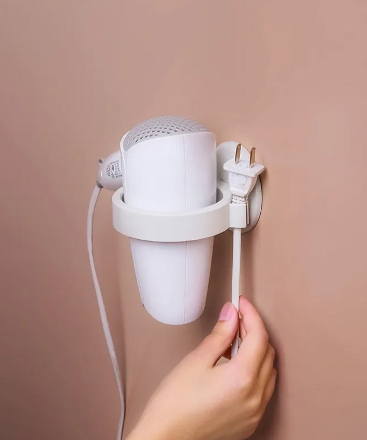 Wall Mount Hair Dryer Holder with Suction Cup, Plastic Wall Bracket for Bathroom, Beauty Salon / Home Use Self Adhesive Hair Dryer Stand Rack (1 Pc)