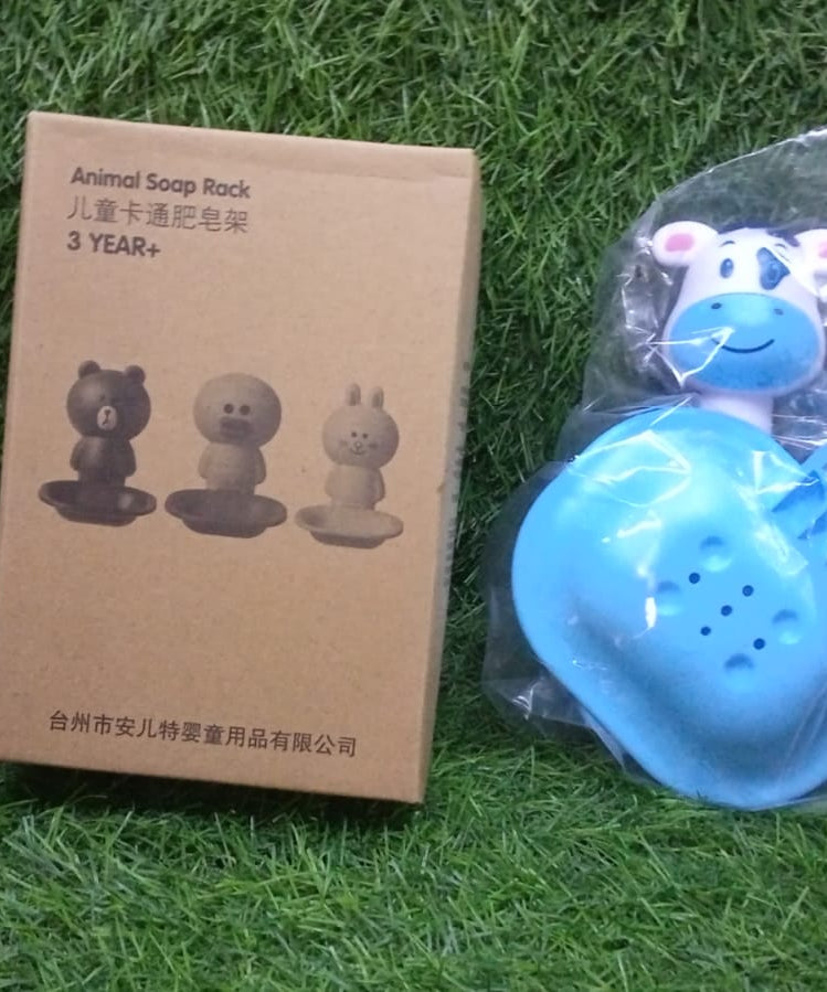 Kids' soap dish with a cartoon design, adds a fun touch to bathroom decor.