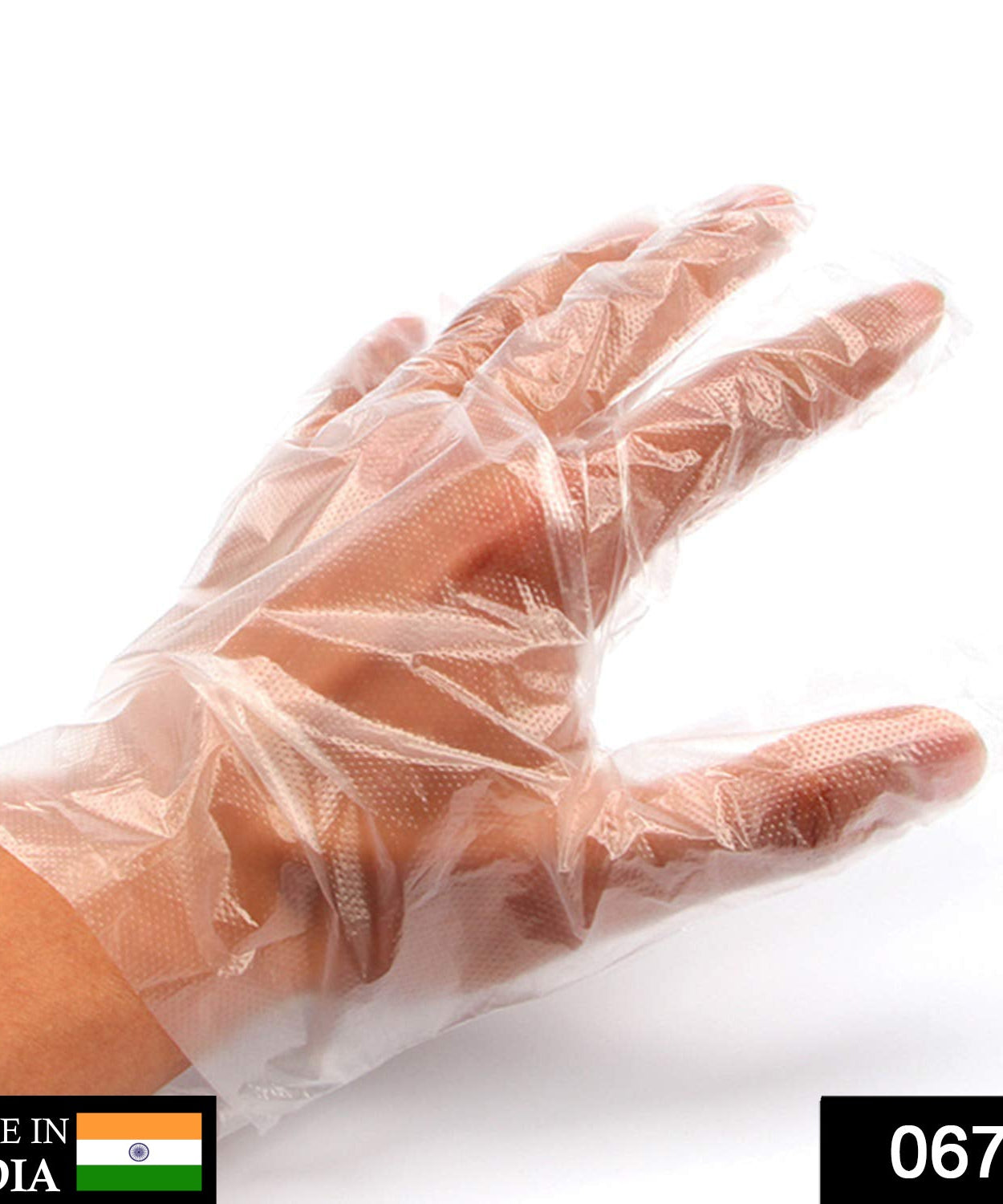 Clear plastic gloves