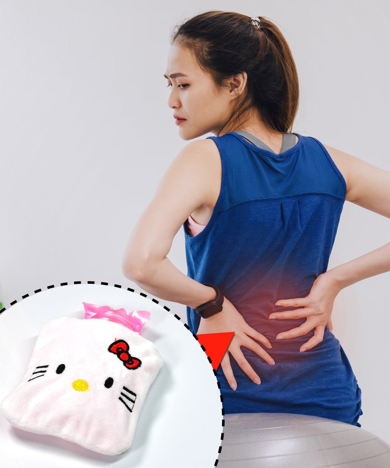 White Hello Kitty hot water bag for menstrual cramps