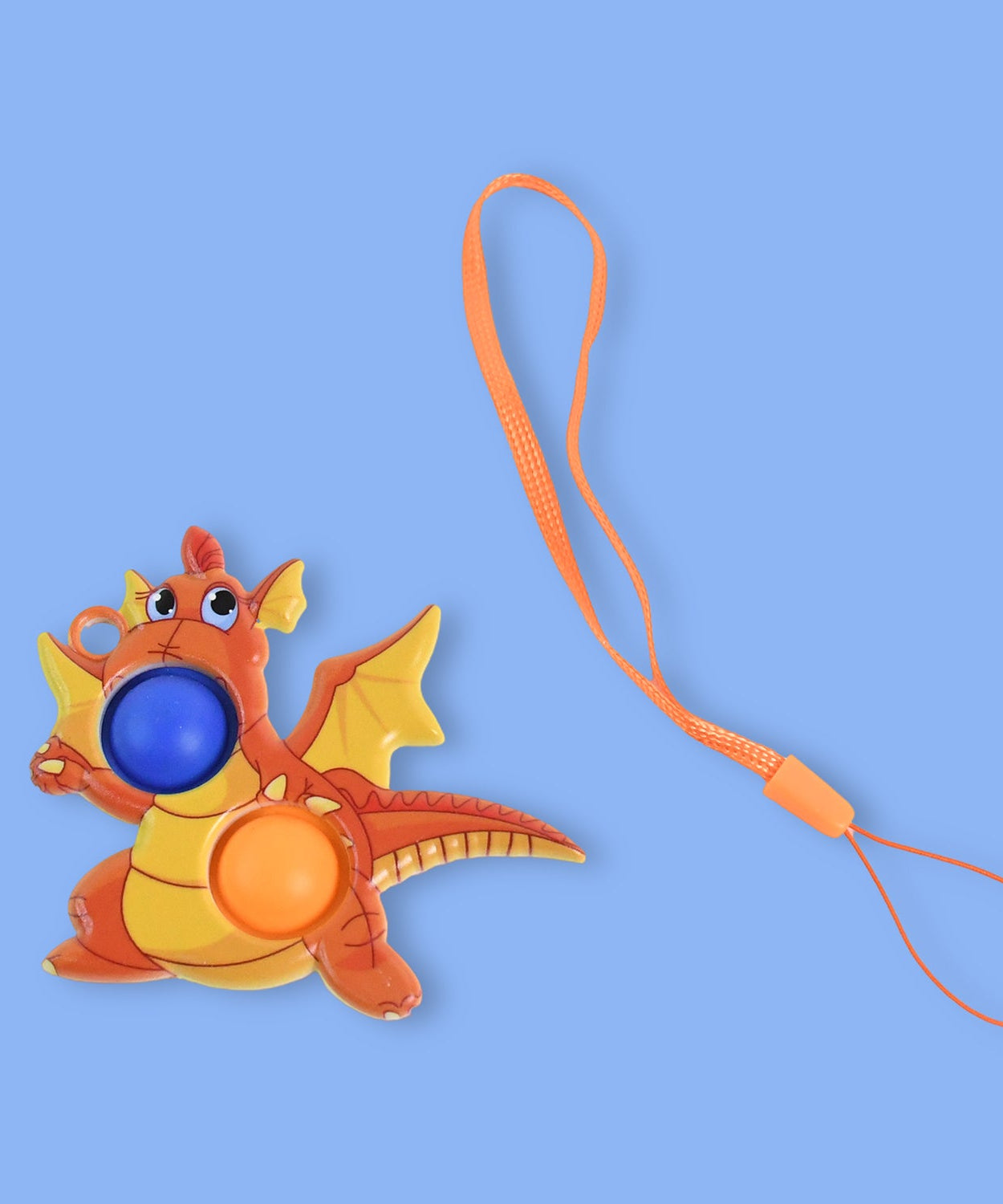 2-Bubble Dragon-Shaped Push Pop Fidget Toy with Strap (1 Pc)