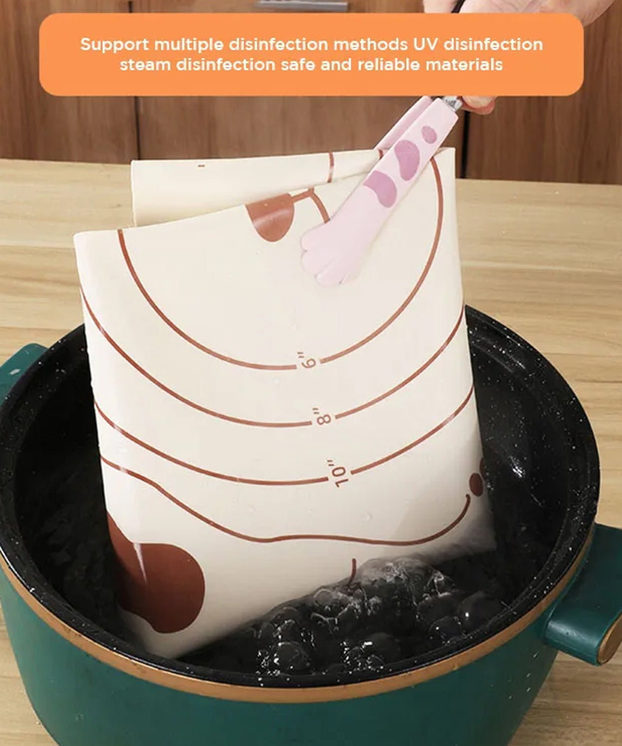 3 In 1 Silicone Baking Mat With Wooden Belan & Cake Scraper (3 Pcs Set / 50×70 CM)