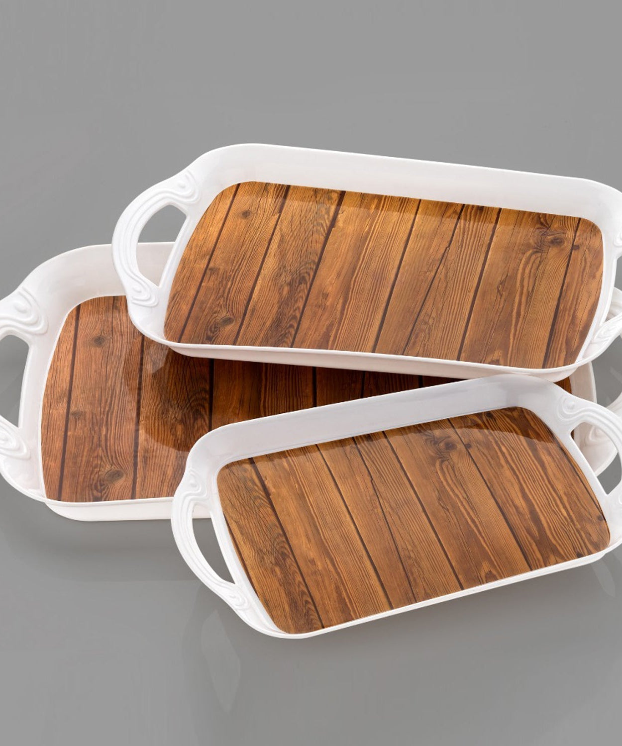 Set of 3 multicolour serving trays, great for food serving or decoration, small, medium, large.